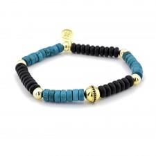 BRIXTON - Turkuaz & Oniks Taşlı Spor Tasarım Gümüş Bileklik | LMB-1106
