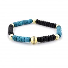 BRIXTON - Turkuaz & Oniks Taşlı Spor Tasarım Gümüş Bileklik | LMB-1106