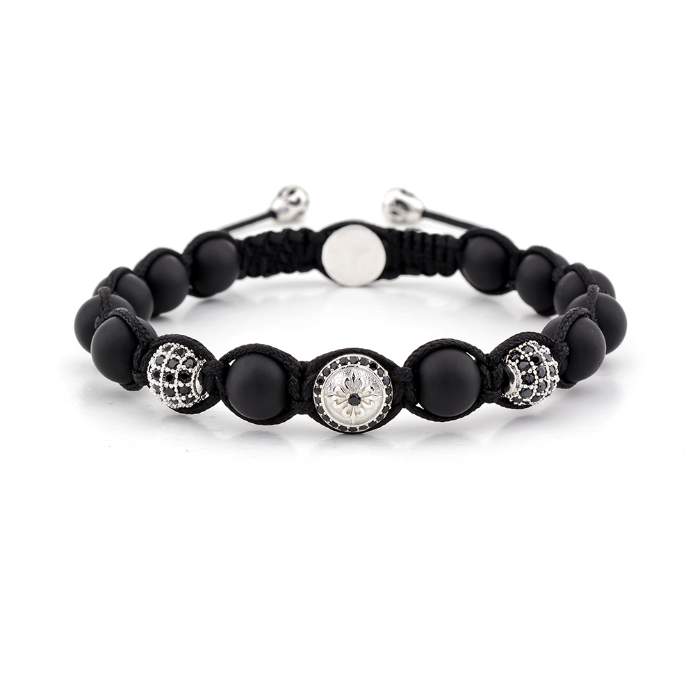 Canning Town Black Agate Beaded & Macrame Bracelet