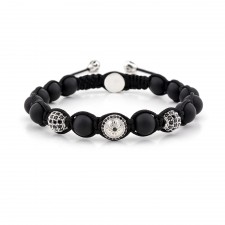CANNING TOWN - Mat Onyx & Siyah Zirkon Taşlı Makrome Bileklik | LMB-1123/2