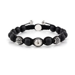 CANNING TOWN - Mat Onyx & Siyah Zirkon Taşlı Makrome Bileklik | LMB-1123/2