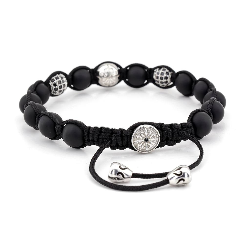 CANNING TOWN - Mat Onyx & Siyah Zirkon Taşlı Makrome Bileklik | LMB-1123/2