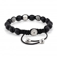 CANNING TOWN - Mat Onyx & Siyah Zirkon Taşlı Makrome Bileklik | LMB-1123/2