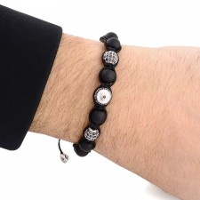 CANNING TOWN - Mat Onyx & Siyah Zirkon Taşlı Makrome Bileklik | LMB-1123/2