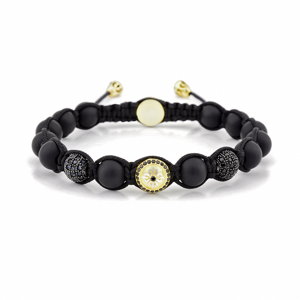 COLINDALE - Mat Onyx & Siyah Zirkon Taşlı Makrome Bileklik | LMB-1123