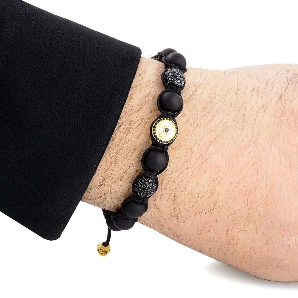 COLINDALE - Mat Onyx & Siyah Zirkon Taşlı Makrome Bileklik | LMB-1123