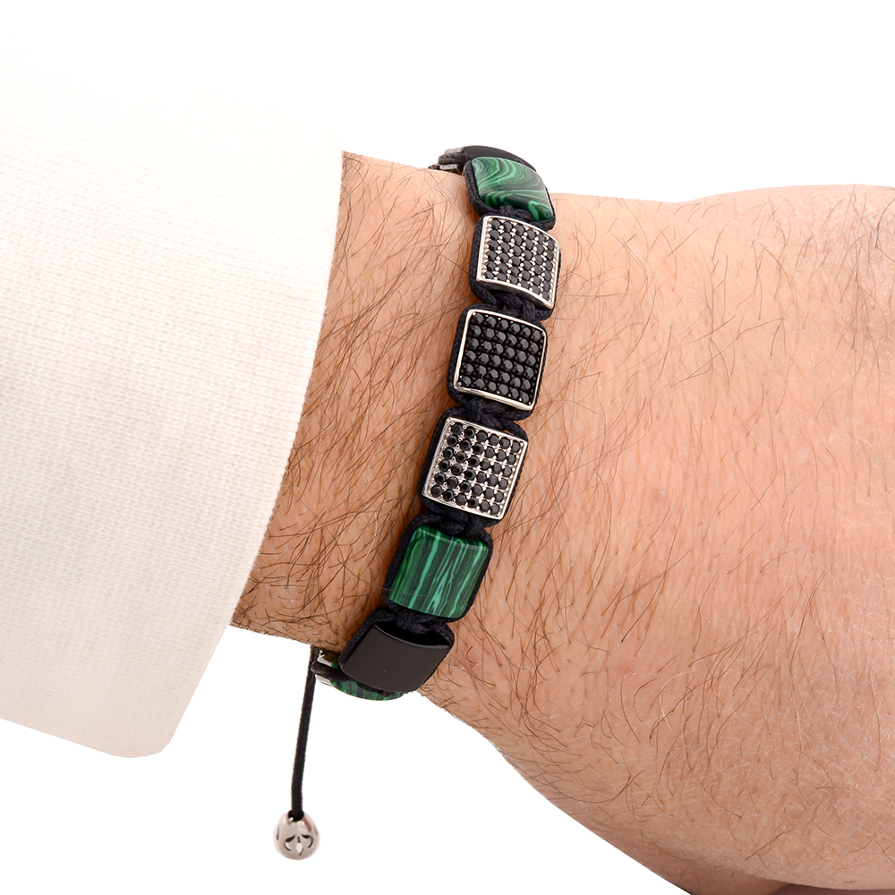 HALTON CROSS - Malahit Taşlı Şık Tasarım Kadın & Erkek Bileklik | LMB-1081