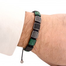 HALTON CROSS - Malahit Taşlı Şık Tasarım Kadın & Erkek Bileklik | LMB-1081