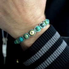 HOUNSLOW EAST - Turkuaz Aqua Terra Taşlı Makrome Bileklik | LMB-1094