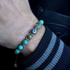 HOUNSLOW WEST - Turkuaz Aqua Terra Taşlı Makrome Bileklik | LMB-1094/2