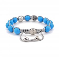 Highbury & Islington Aquamarine Beaded & Macrame Bracelet