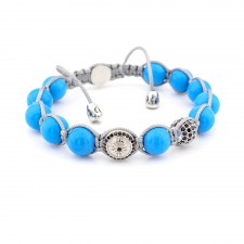 Highbury & Islington Aquamarine Beaded & Macrame Bracelet