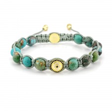 HOUNSLOW EAST - Turkuaz Aqua Terra Taşlı Makrome Bileklik | LMB-1094