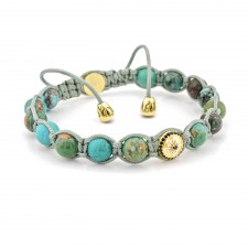 HOUNSLOW EAST - Turkuaz Aqua Terra Taşlı Makrome Bileklik | LMB-1094
