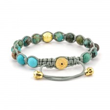 HOUNSLOW EAST - Turkuaz Aqua Terra Taşlı Makrome Bileklik | LMB-1094