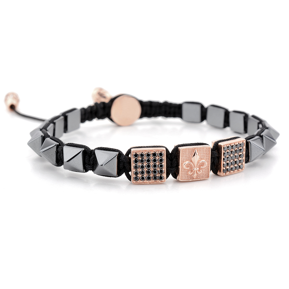 FARRINGDON - Hematit Taşlı Unisex Tasarım Gümüş Bileklik | LMB-1007/3