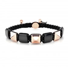 HOLLOWAY ROAD - Onyx Taşlı Makrome Tasarım Gümüş Bileklik | LMB-1010/3