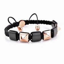 HOLLOWAY ROAD - Onyx Taşlı Makrome Tasarım Gümüş Bileklik | LMB-1010/3