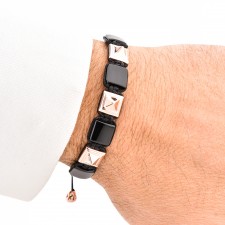 HOLLOWAY ROAD - Onyx Taşlı Makrome Tasarım Gümüş Bileklik | LMB-1010/3