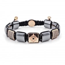 Leicester Square Hematite Beaded & Macrame Bracelet