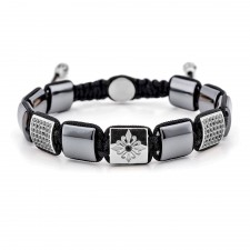 Latimer Road Hematite Beaded & Macrame Bracelet