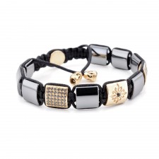 Lancaster Gate Hematite Beaded & Macrame Bracelet