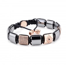 Leicester Square Hematite Beaded & Macrame Bracelet