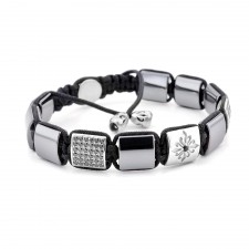 Latimer Road Hematite Beaded & Macrame Bracelet