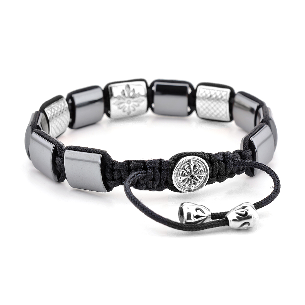 Latimer Road Hematite Beaded & Macrame Bracelet