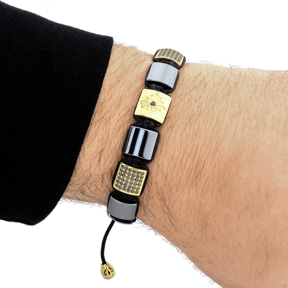 Lancaster Gate Hematite Beaded & Macrame Bracelet