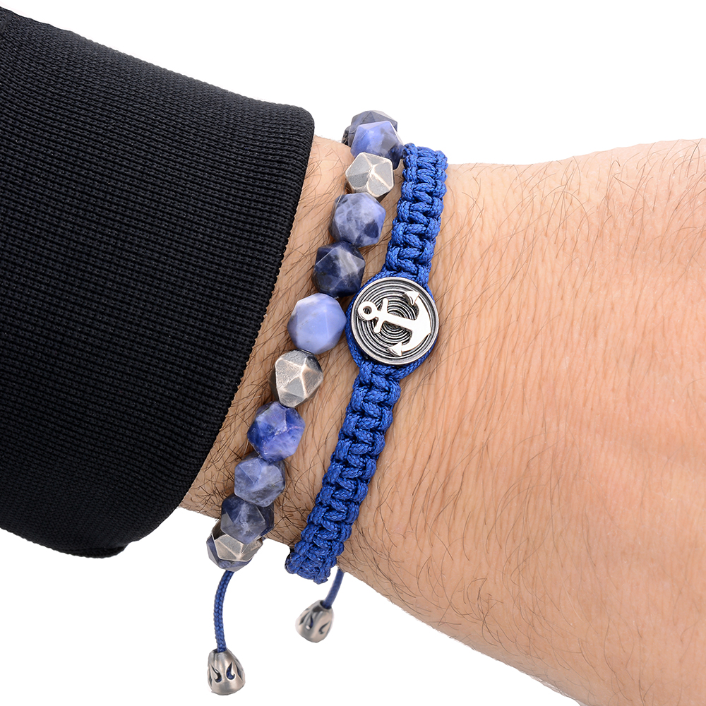 MOORGATE - Çapa Makrome Tasarım Spor Gümüş Bileklik | LMB-1098