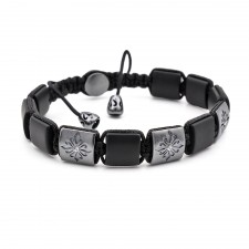 LEYTON - Onyx Taşlı Makrome Özel Tasarım Gümüş Bileklik | LMB-1030