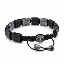 LEYTON - Onyx Taşlı Makrome Özel Tasarım Gümüş Bileklik | LMB-1030