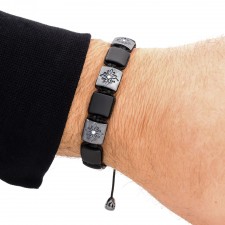 LEYTON - Onyx Taşlı Makrome Özel Tasarım Gümüş Bileklik | LMB-1030