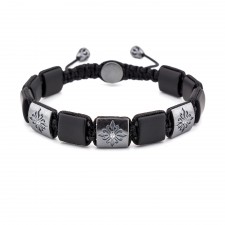 LEYTON - Onyx Taşlı Makrome Özel Tasarım Gümüş Bileklik | LMB-1030