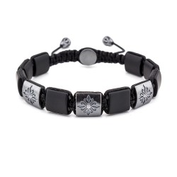 LEYTON - Onyx Taşlı Makrome Özel Tasarım Gümüş Bileklik | LMB-1030