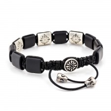 LEYTONSTONE - Onyx Taşlı Makrome Özel Tasarım Gümüş Bileklik | LMB-1030/2