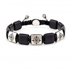 LEYTONSTONE - Onyx Taşlı Makrome Özel Tasarım Gümüş Bileklik | LMB-1030/2