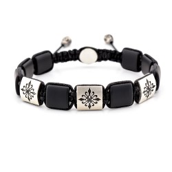 LEYTONSTONE - Onyx Taşlı Makrome Özel Tasarım Gümüş Bileklik | LMB-1030/2