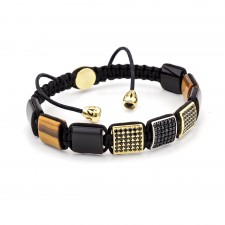 HARROW-ON-THE-HILL - Kaplan Gözü ve Oniks Taşlı Bileklik | LMB-1081/3