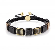 HARROW-ON-THE-HILL - Kaplan Gözü ve Oniks Taşlı Bileklik | LMB-1081/3