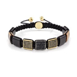 HARROW-ON-THE-HILL - Kaplan Gözü ve Oniks Taşlı Bileklik | LMB-1081/3