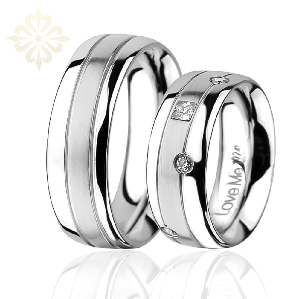 PRAGUE- 2 Adet 7.80mm Genişlik Çelik Alyans Yüzük 3 Renk Seçeneği Mevcuttur LM-024