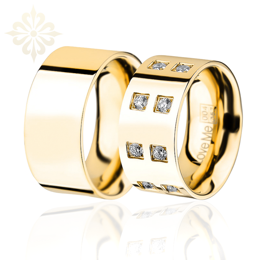 BODRUM- 2 Adet 11.mm Genişlik Çelik Alyans Yüzük 3 Renk Seçeneğiyle LM-004