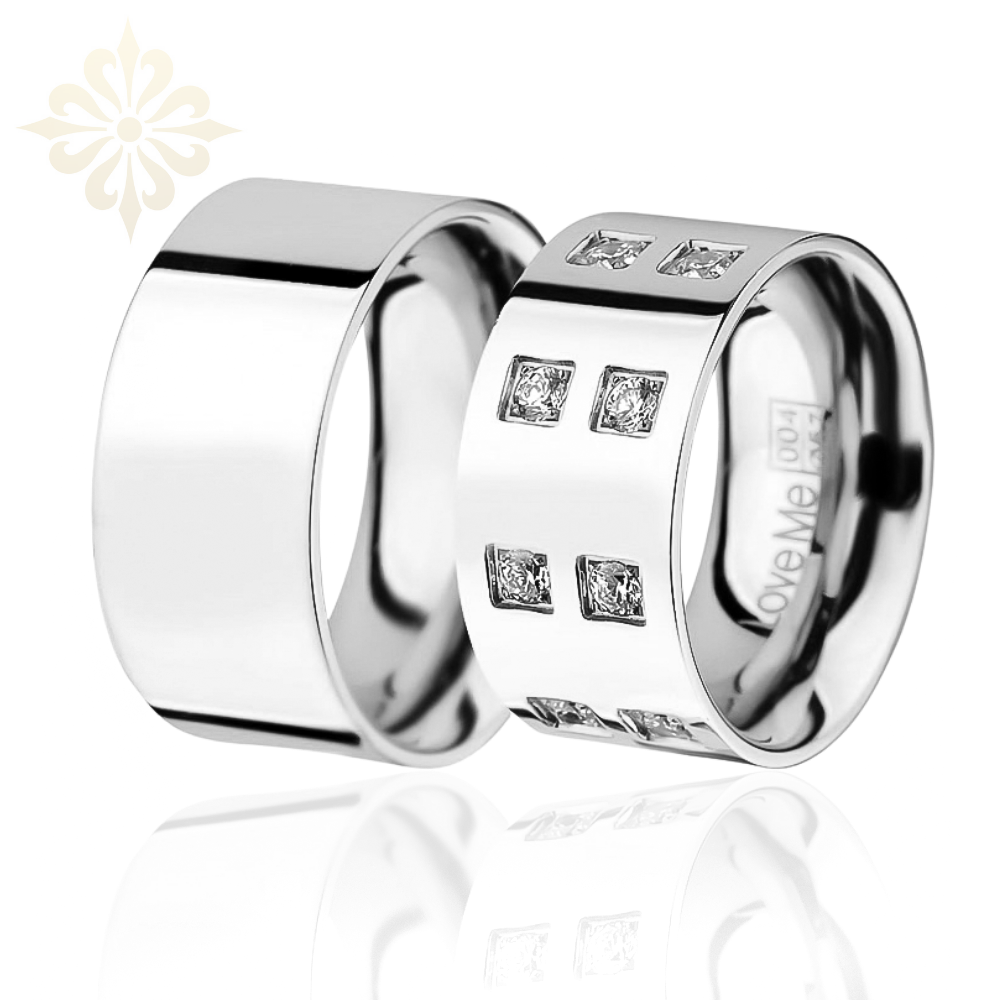 BODRUM- 2 Adet 11.mm Genişlik Çelik Alyans Yüzük 3 Renk Seçeneğiyle LM-004