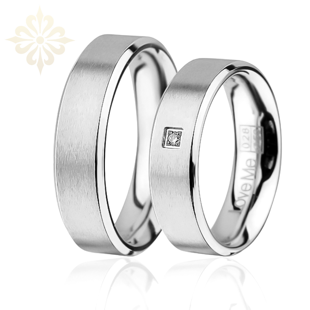 New York kararmaz çelik alyans, parlak ve mat yüzeyli çift yüzük