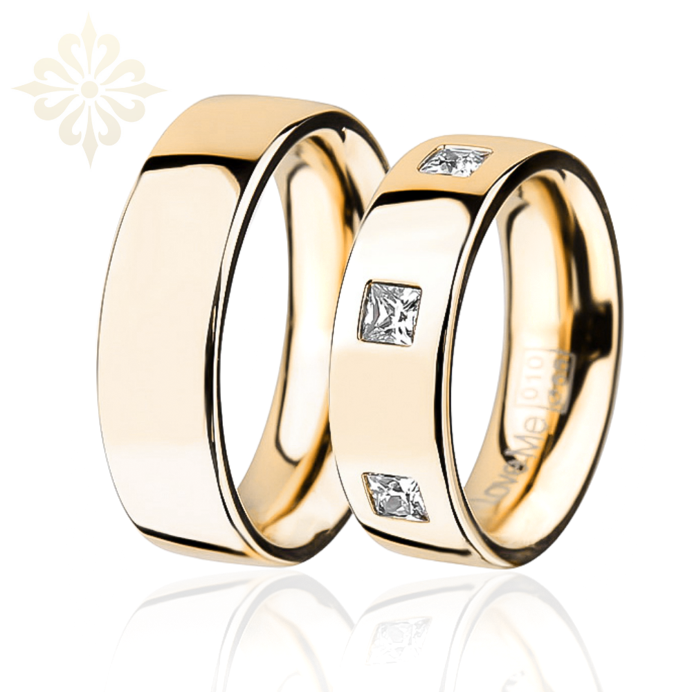 SYDNEY- 2 Adet 6.90mm Genişlik Çelik Alyans Yüzük 3 Renk Seçeneğiyle LM-010