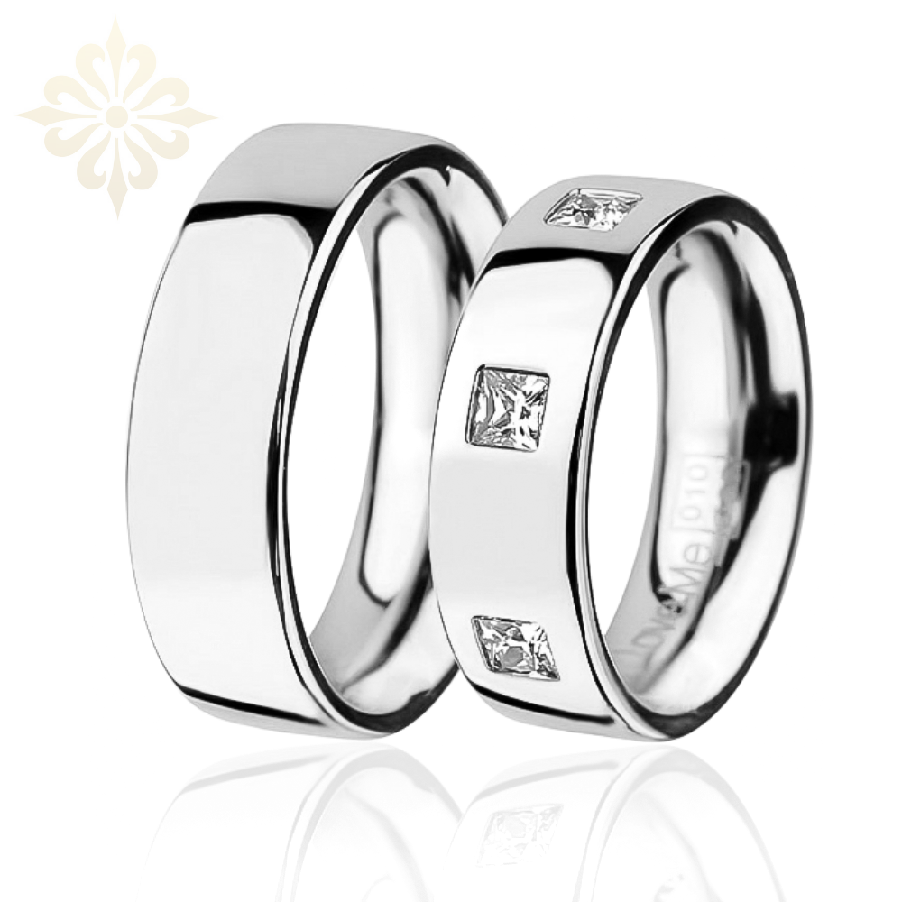 SYDNEY- 2 Adet 6.90mm Genişlik Çelik Alyans Yüzük 3 Renk Seçeneğiyle LM-010