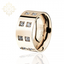 BODRUM-1 Adet 11.mm Genişlik Kadın Taşlı Çelik Alyans Yüzük LM-004/Kadın