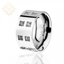 BODRUM-1 Adet 11.mm Genişlik Kadın Taşlı Çelik Alyans Yüzük LM-004/Kadın